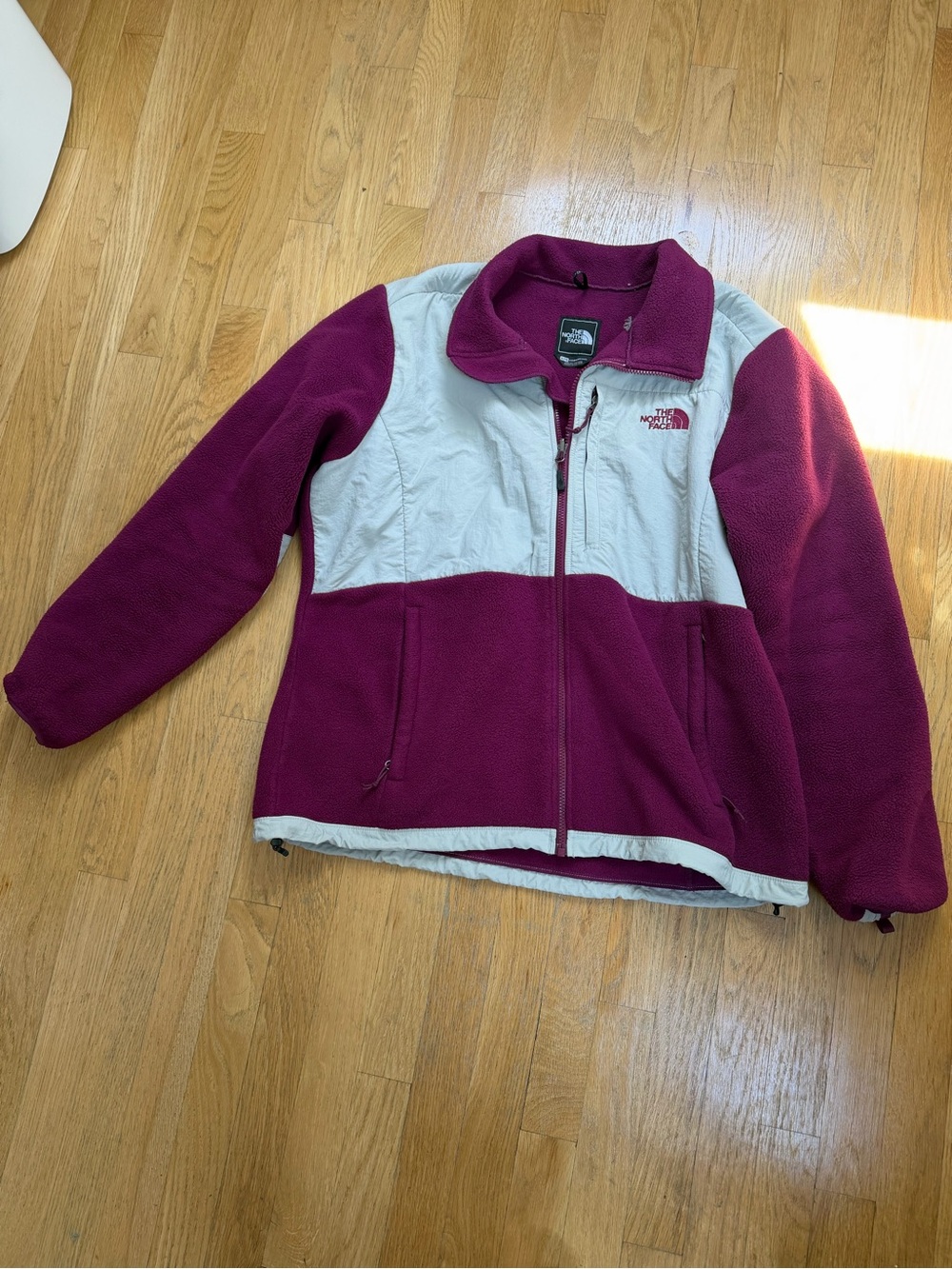 The North Face Women's Two-Tone Plum and Light Gray Teddy Fleece Jacket